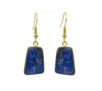 Boucles d'oreilles pendantes en lapis-lazuli naturel rare AA forme élégante, couleur bleue, plaqué or, 17 x 13 mm, style bohème, bijou chakra fait main | LK_LPE_00111