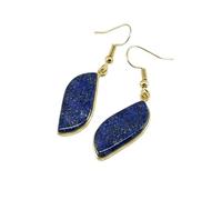 Boucles d'oreilles pendantes en lapis-lazuli naturel rare AA forme élégante, couleur bleue, plaqué or, 26 x 13 mm, style bohème, bijou chakra fait main | LK_LPE_00099