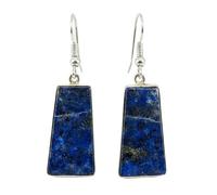 Boucles d'oreilles pendantes en lapis-lazuli naturel rare AA forme élégante, couleur bleue, plaquées argent, 25 x 13 mm, style bohème, bijou chakra fait main | LK_LPE_00012