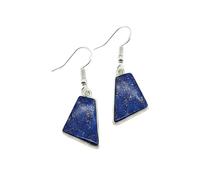 Boucles d'oreilles pendantes en lapis-lazuli naturel rare AA forme élégante, couleur bleue, plaquées argent, 17 x 13 mm, style bohème, bijou chakra fait main | LK_LPE_00047