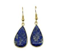 Boucles d'oreilles pendantes en lapis-lazuli naturel rare AA forme poire, couleur bleue, plaqué or, 22 x 13 mm, style bohème, bijou chakra fait main | LK_LPE_00142