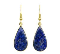 Boucles d'oreilles pendantes en lapis-lazuli naturel rare AA forme poire, couleur bleue, plaqué or, 23 x 13 mm, style bohème, bijou chakra fait main | LK_LPE_00082