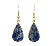 Boucles d'oreilles pendantes en lapis-lazuli naturel rare AA forme poire, couleur bleue, plaqué or, 23 x 13 mm, style bohème, bijou chakra fait main | LK_LPE_00106