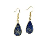 Boucles d'oreilles pendantes en lapis-lazuli naturel rare AA forme poire, couleur bleue, plaqué or, 23 x 13 mm, style bohème, bijou chakra fait main | LK_LPE_00097