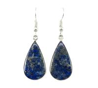 Boucles d'oreilles pendantes en lapis-lazuli naturel rare AA forme poire, couleur bleue, plaquées argent, 24 x 13 mm, style bohème, bijou chakra fait main | LK_LPE_00024