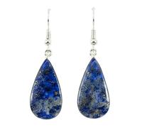 Boucles d'oreilles pendantes en lapis-lazuli naturel rare AA forme poire, couleur bleue, plaquées argent, 25 x 13 mm, style bohème, bijou chakra fait main | LK_LPE_00046