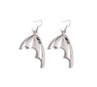 Boucles d'oreilles pendantes en métal avec ailes de chauve-souris, style gothique, vampire, démon, noir/argent, Large, Acier allié, Pas de gemme