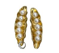 Boucles d'oreilles pendantes en métal plaqué d'inspiration vintage avec motifs de pois et perles d'imitation pour femme, taille unique, Comme décrit, Comme décrit.