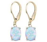 Boucles d'oreilles pendantes en opale pour femmes et filles - Plaqué or - En forme de larme - Bijoux d'anniversaire - Boucles d'oreilles ovales à levier pour Noël, One Size, Zinc, Pas de pierre