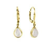 Boucles d'oreilles pendantes en or 375 jaune avec pierre de lune couleur arc-...