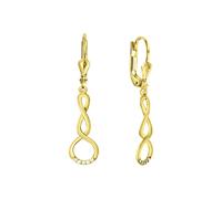 Boucles d'oreilles pendantes en or 375 jaune brillant avec 10 zircons...