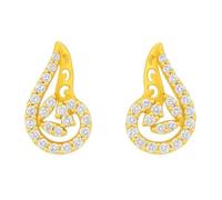 Boucles d'oreilles pendantes en or jaune véritable 22 carats avec zircone cubique