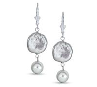 Boucles D'Oreilles Pendantes En Perles De Culture Biwa Pour Femmes .925 Argent Sterling