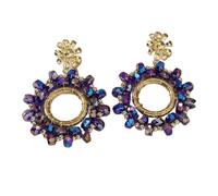 Boucles D'Oreilles Pendantes En Perles De Fleurs, Style Bohème, Faites À La Main, Colorées, pour Femmes et Filles, Bijoux De Printemps, D'Été, De Plage Hawaïenne, Violet Foncé