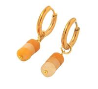 Boucles D'Oreilles Pendantes En Perles De Jade Jaune Pour Femmes, Faites À La Main, En Pierres Précieuses, Disques Plats, Boucles D'Oreilles Créoles Huggie, Style Rétro Bohème, Bijoux D'Été E