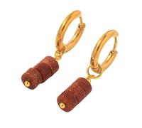 Boucles D'Oreilles Pendantes En Perles De Sable Doré Pour Femmes, Faites À La Main, En Pierres Précieuses, Disques Plats, Boucles D'Oreilles Créoles Huggie, Style Rétro Bohème, Bijoux D'Été