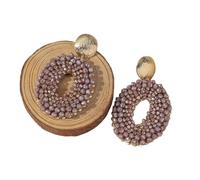 Boucles d'oreilles pendantes en perles multicolores de style bohème, faites à la main avec cristaux ovales pour femmes, cadeau de fête d'été, taille unique, Acétate, Pas de gemme