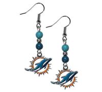 Boucles d'oreilles pendantes en perles pour femmes NFL Siskiyou Sports Miami Dolphins Fan, taille unique, couleur de l' quipe, noir