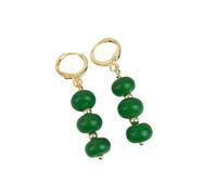 Boucles D'Oreilles Pendantes En Perles Rondes Plates En Jade Vert pour Femmes, Faites À La Main, En Pierres Précieuses Naturelles, Bijoux Légers pour L'Été, À Porter Au Quotidien