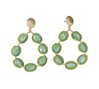 Boucles D'Oreilles Pendantes En Perles Vertes - Boucles D'Oreilles Bohèmes Tressées Faites À La Main avec De Grandes Franges Perlées pour Femmes, Bijoux De Plage Tropicale D'Été