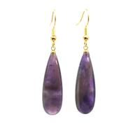 Boucles d'oreilles pendantes en pierre naturelle pour femme - Quartz rose fluorite Prehnite, Pierre Verre Pierre Émail Verre, Zircone cubique Agate Obsidienne