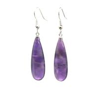 Boucles d'oreilles pendantes en pierre naturelle pour femme - Quartz rose fluorite Prehnite, Pierre Verre Pierre Émail Verre, Zircone cubique Agate Obsidienne