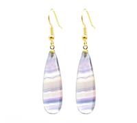 Boucles d'oreilles pendantes en pierre naturelle pour femme - Quartz rose fluorite Prehnite, Pierre Verre Pierre Émail Verre, Zircone cubique Agate Obsidienne