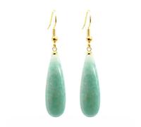 Boucles d'oreilles pendantes en pierre naturelle pour femme - Quartz rose fluorite Prehnite, Pierre Verre Pierre Émail Verre, Zircone cubique Agate Obsidienne