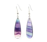 Boucles d'oreilles pendantes en pierre naturelle pour femme - Quartz rose fluorite Prehnite, Pierre Verre Pierre Émail Verre, Zircone cubique Agate Obsidienne