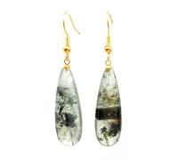 Boucles d'oreilles pendantes en pierre naturelle pour femme - Quartz rose fluorite Prehnite, Pierre Verre Pierre Émail Verre, Zircone cubique Agate Obsidienne