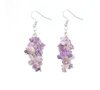 Boucles d'oreilles pendantes en pierres pour femme Reiki - Longue boucle d'oreille avec crochet pour la Saint-Valentin - Boucles d'oreilles en pierre pour femme, taille unique, Pierre naturelle, Pas