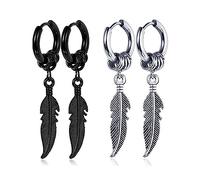 Boucles d'oreilles pendantes en plumes pour femme - Style bohème bohème - Multicolore - Longues boucles d'oreilles en plumes pour femme - Bijoux tendance - Cadeaux, Métal, Pas de gemme