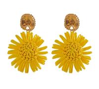 Boucles D'oreilles Pendantes En Raphia À Fleurs De Marguerite Jaune Tendance Pour Femmes, Bijoux De Vacances Anti-allergie