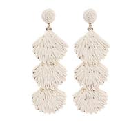Boucles d'oreilles pendantes en raphia pour femme - Printemps été - Colorées - Légères - Enveloppées de paille tissée - Boucles d'oreilles pendantes florales tropicales - Accessoires faits à la main