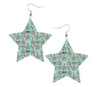 Boucles d'oreilles pendantes en simili cuir avec motif de chien anglais