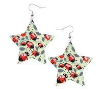 Boucles d'oreilles pendantes en similicuir avec motif coccinelles