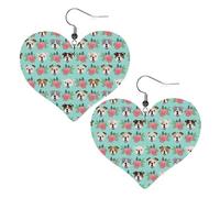 Boucles d'oreilles pendantes en similicuir avec motif de chien anglais