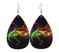 Boucles d'oreilles pendantes en similicuir avec notes de musique colorées en forme de larme - Boucles d'oreilles pendantes double face tendance et légères - Cadeau pour femme