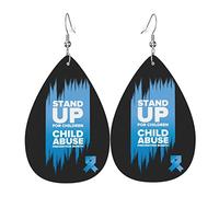 Boucles d'oreilles pendantes en similicuir mois de sensibilisation à la maltraitance des enfants boucles d'oreilles en forme de larme pour femmes filles