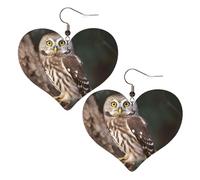 Boucles d'oreilles pendantes en similicuir pour femme - En forme de cœur - Légères - En forme de chouette - Pour la Saint-Valentin, One Size, Pas de pierre précieuse
