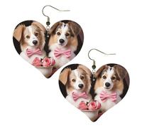 Boucles d'oreilles pendantes en similicuir pour femme - En forme de cœur - Légères et romantiques - Pour couple - Cadeau de Saint-Valentin, One Size, Pas de pierre précieuse