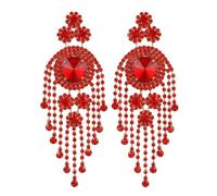Boucles d'oreilles pendantes en strass rouges pour femme, parfaites pour un bal de fin d'année, un costume et une fête.