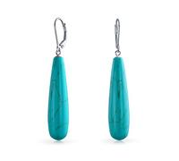 Boucles D'Oreilles Pendantes En Turquoise Bleu Pour Femmes En Argent Sterling