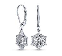 Boucles D'Oreilles Pendantes En Zircone Cubique Marquise Flocon De Neige Gelé Pour Les Fêtes D'Hiver Pour Femmes Fermoir En Argent Sterling .925