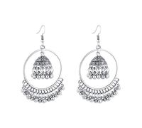 Boucles d'oreilles pendantes ethniques Jhumka indiennes en forme de cloches - Bijoux tendance - Cadeau décoratif pour filles et femmes - Fermoirs en caoutchouc, taille unique, Métal, Non