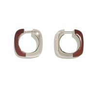 Boucles d'oreilles pendantes européennes et américaines en émail rouge vin avec boucle d'oreille blanche simple., Métal