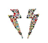 Boucles d'oreilles pendantes exagérées avec strass brillants - Boucles d'oreilles éclair - Ciel - Nuage - Nature - Bijoux de fête, Strass en métal, Strass