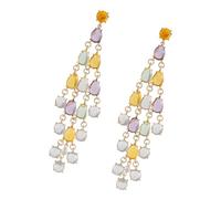 Boucles d'oreilles pendantes faites à la main avec des pierres précieuses, chandelier léger, accessoires de fête pour femmes, bijoux ethniques tendance, taille unique, Comme décrit, Comme décrit.