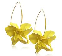 Boucles d'oreilles pendantes faites à la main en acrylique bohème avec grande fleur en résine pour femme, 5 inches, Résine, acrylique