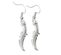 Boucles d'oreilles pendantes faites à la main en forme de couteau à dents en forme de ciseaux, plaqué argent, vintage, outil dentaire 3D, pour femme, style punk, fête, vacances, bijoux tendance, Zinc